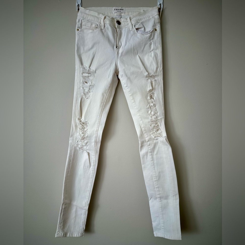 Frame Denim White Distressed Jeans size 27